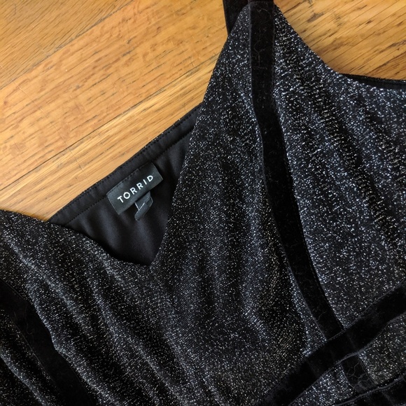 ❌ Sold / Torrid black shine mesh midi dress - Picture 3 of 5